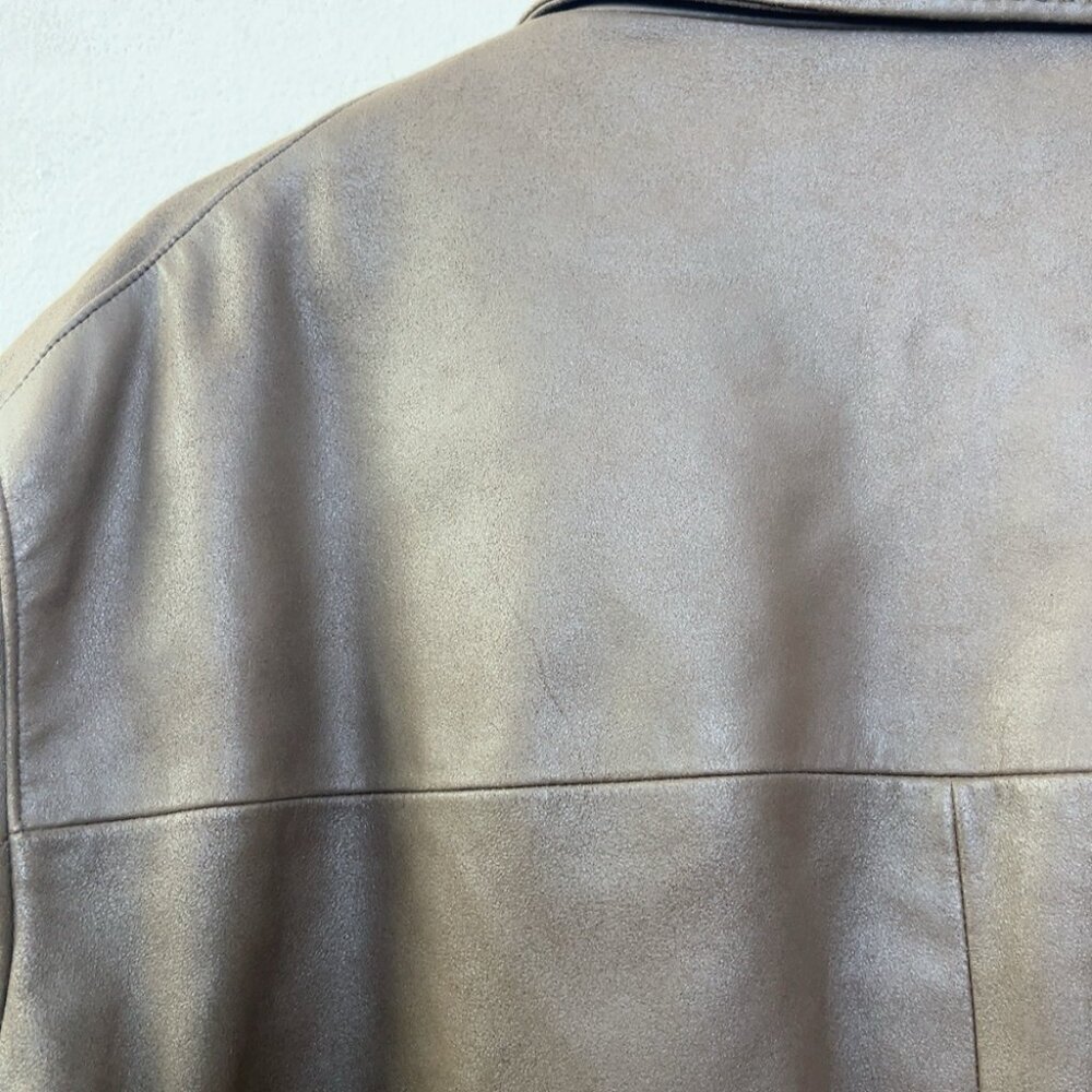 Hugo Boss Mens 50 Laslo Goatskin Patch Pockets Brown Blazer Leather Jacket - Picture 16 of 16